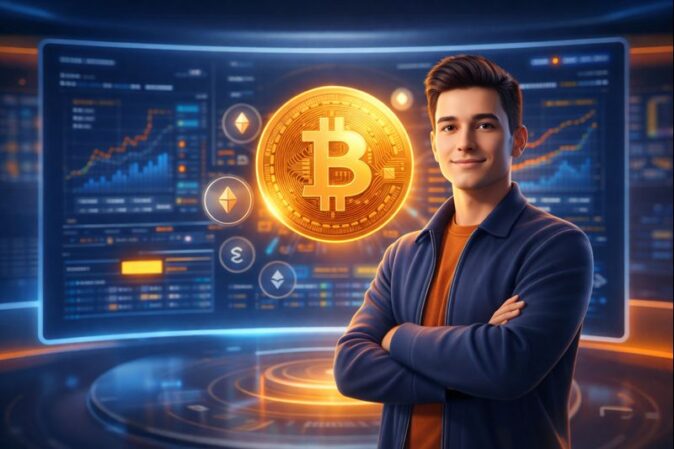 crypto investing strategy for beginners with bitcoin long term investment concept