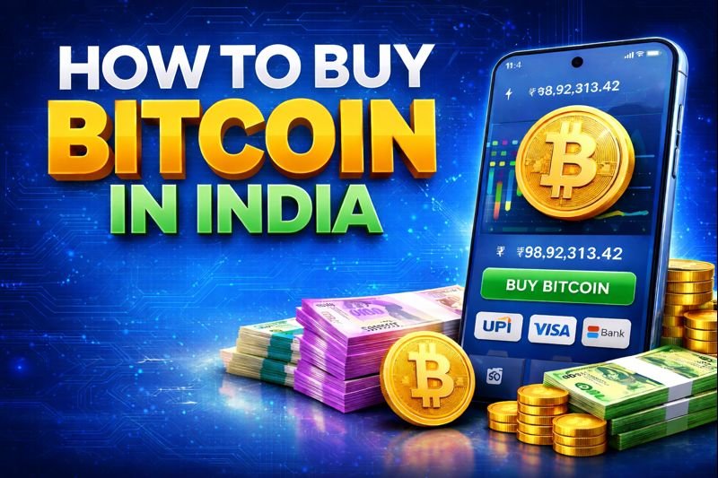 How to buy bitcoin in India with smartphone, Bitcoin coin and INR currency